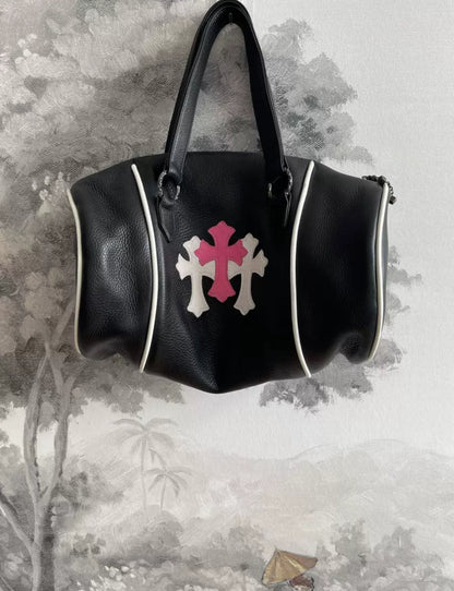 Chrome Hearts White & Pink Cem Cross Domino Duffle Bag