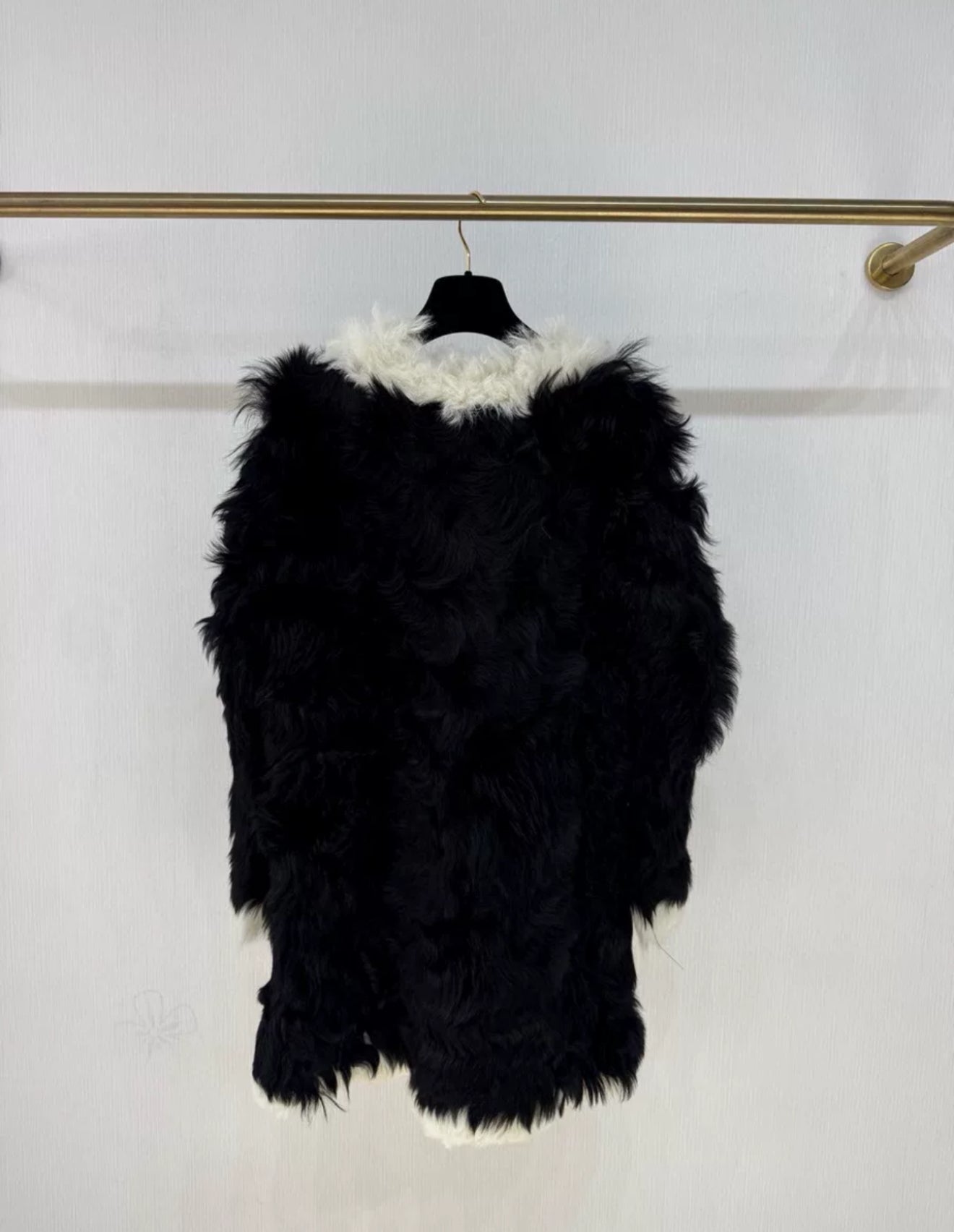 Chanel 21k black and white fur coat