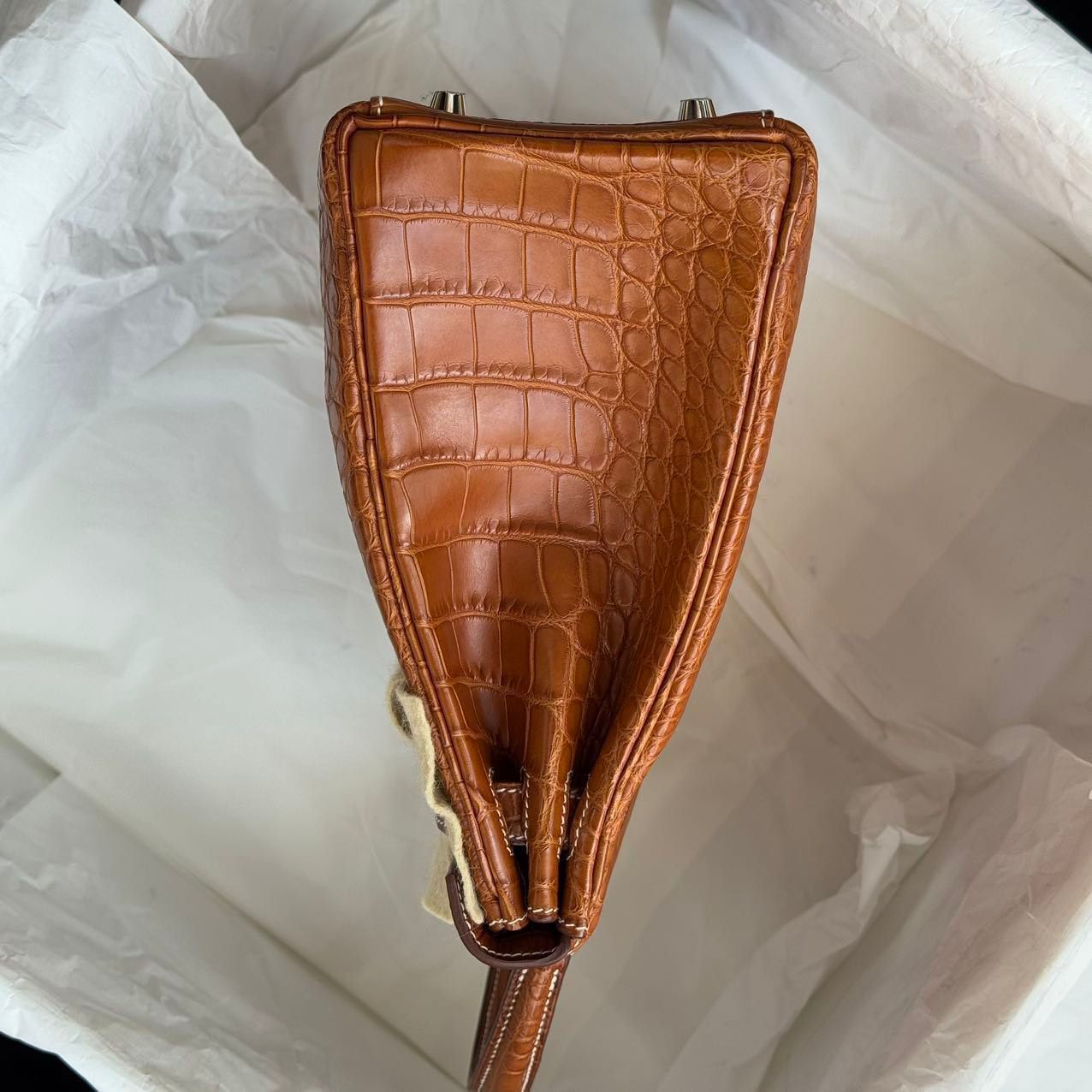 Hermes Kelly 32 Matte Crocodile Fauve Barenia Leather palladium hardware