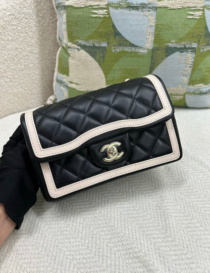 Chanel 23B black & white mini flap bag