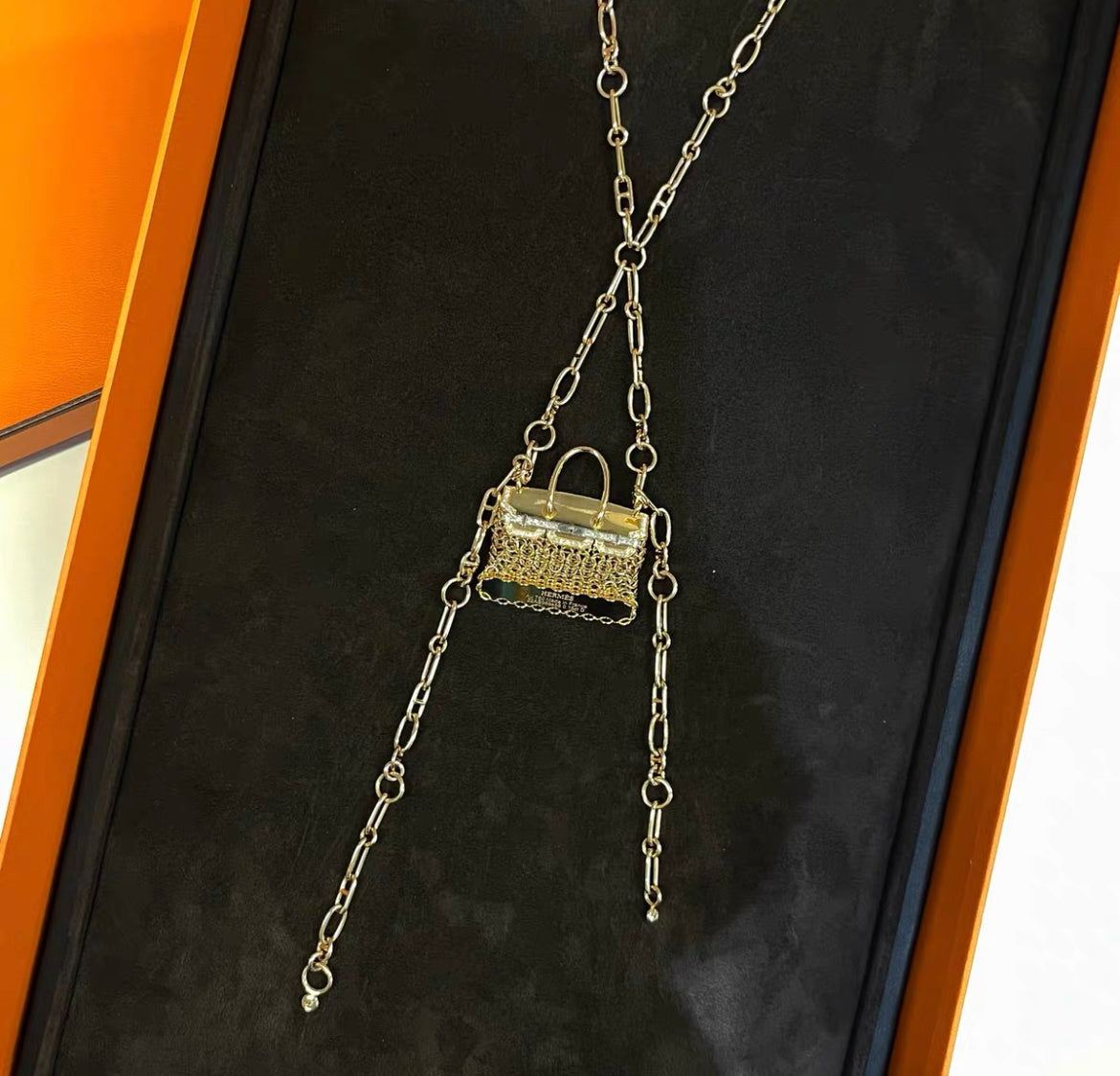 Hermes Limited Edition Diamond Precieux Birkin Rose Gold Pendant Necklace