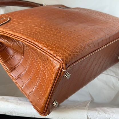 Hermes Kelly 32 Matte Crocodile Fauve Barenia Leather palladium hardware