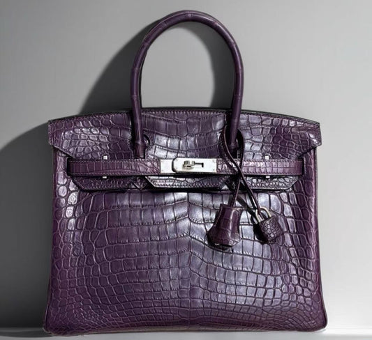 Hermes Birkin 30 amethyst matte alligator palladium hardware