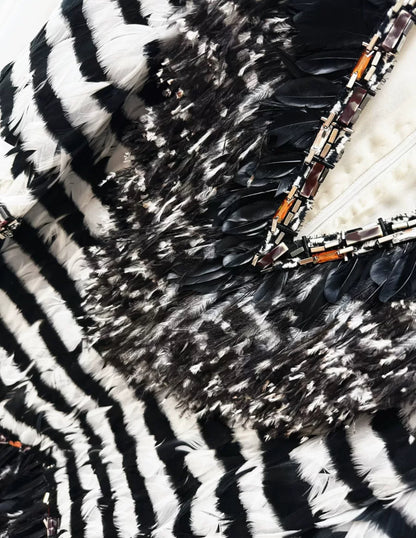 Chanel 18A black and white feather couture dress