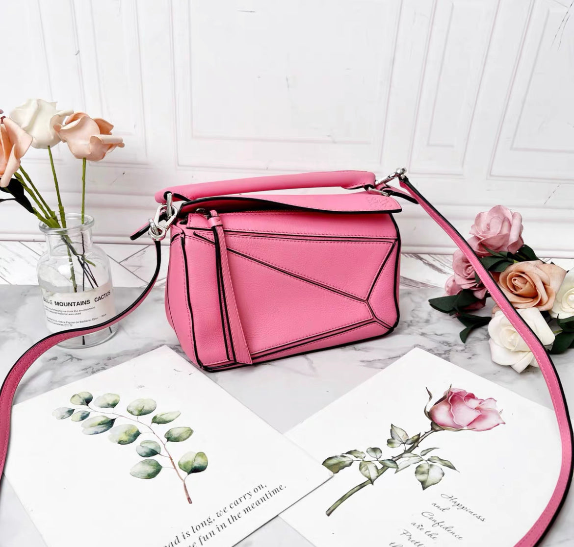 Loewe Pink LOEWE Mini Puzzle Satchel