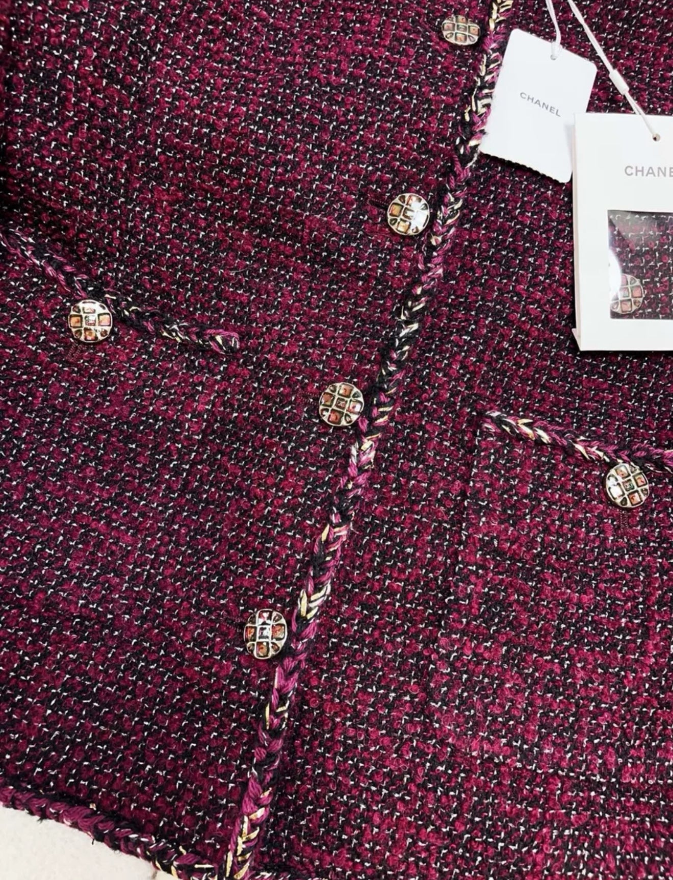 Chanel 22A Burgundy Tweed Jacket