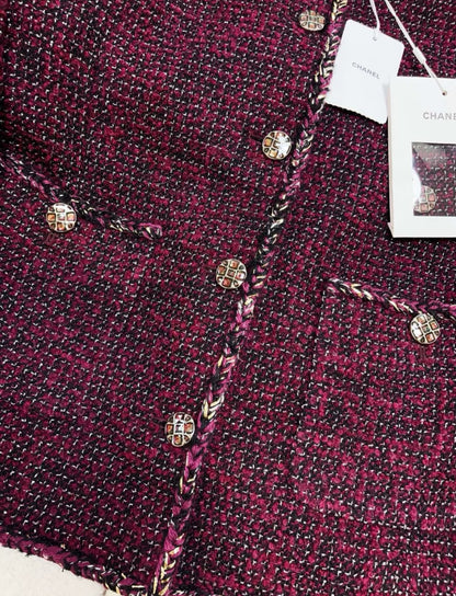 Chanel 22A Burgundy Tweed Jacket