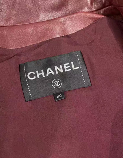 Chanel 2020 burgundy leather jacket size 40