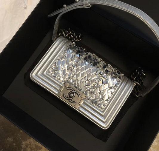 Chanel 2017 limited edition leboy in silver with crystals