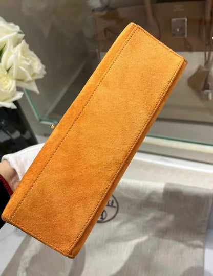 HERMES Veau Doblis Kelly Pochette Orange