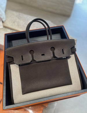 Hermès Birkin 35 À L'Envers Ebony/Ecru Toile H & Barenia Faubourg Palladium Hardware