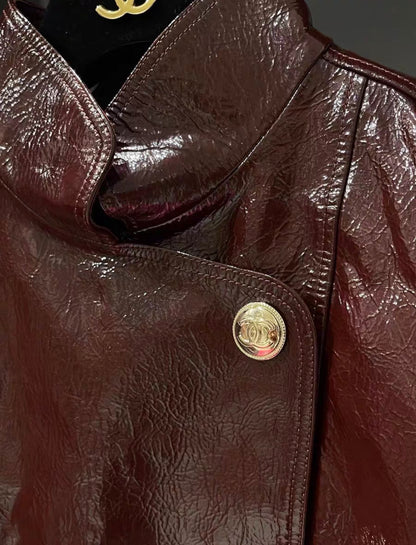 Chanel 2020 burgundy leather jacket size 40