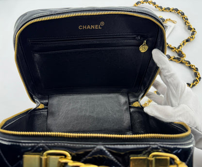 Chanel 1994-96 Black Patent Leather Large Vanity Case