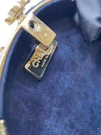 CHANEL 2007 Horoscope Navy Blue Metal Gripoix Gold Crystal Small Mini Minaudière Bag