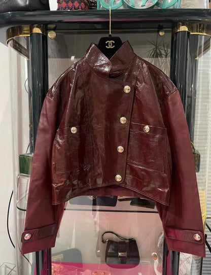 Chanel 2020 burgundy leather jacket size 40