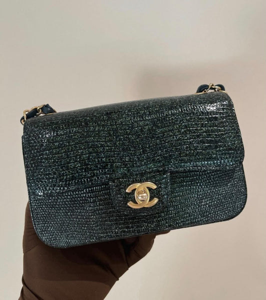 Chanel Classic Mini Flap Green Lizard Gold hardware – Wararni.com