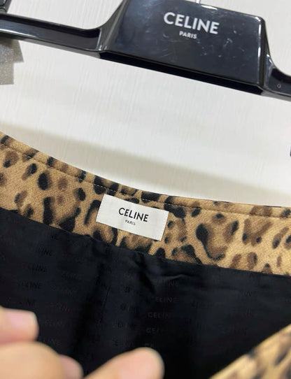 CELINE Leopard Bandeau mini skirt in double wool size 38