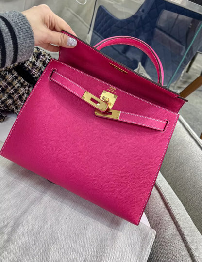 Hermes Kelly 28 Rose Extreme Pink Epsom Leather Gold Hardware