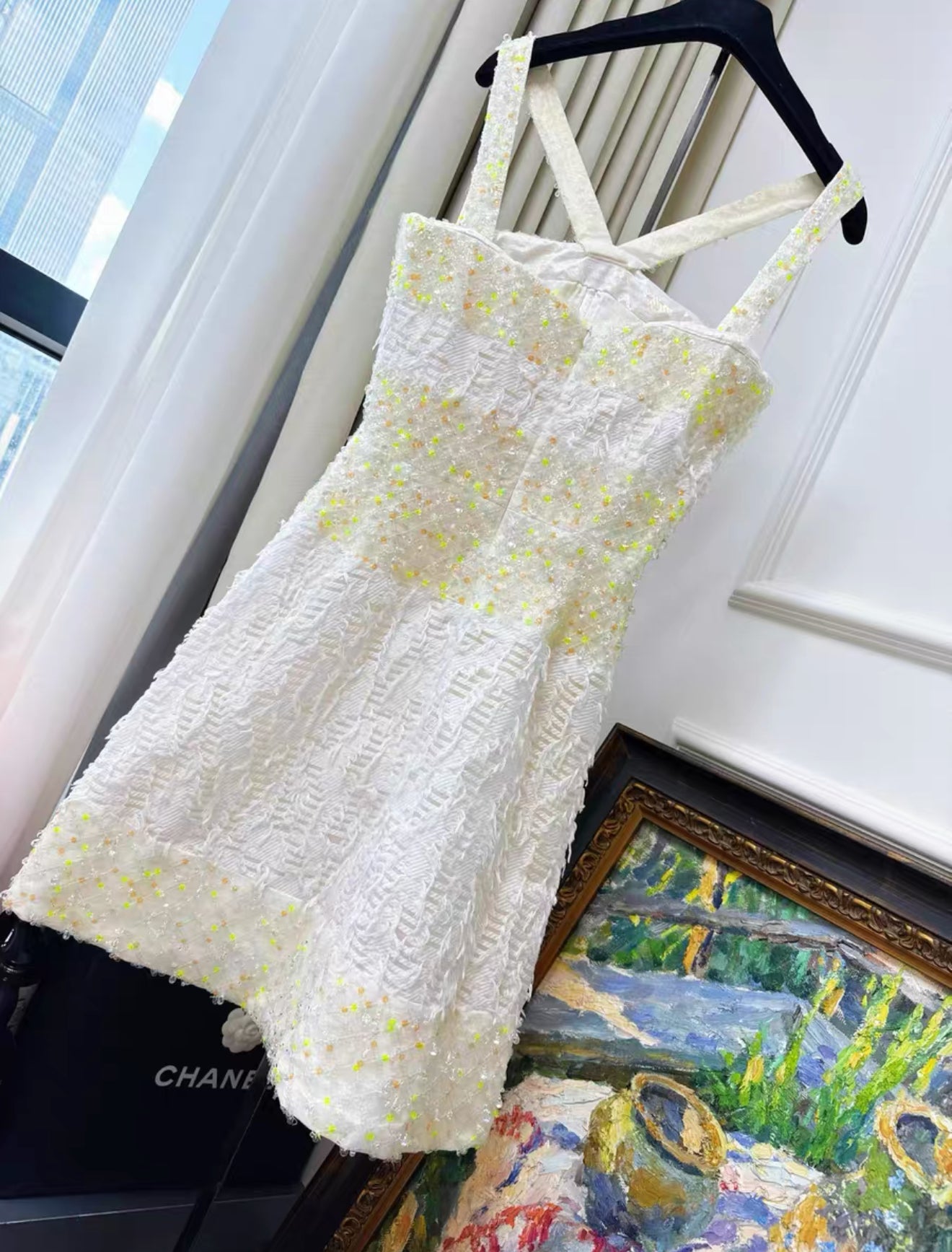 Chanel 18s white embroidered haute couture dress