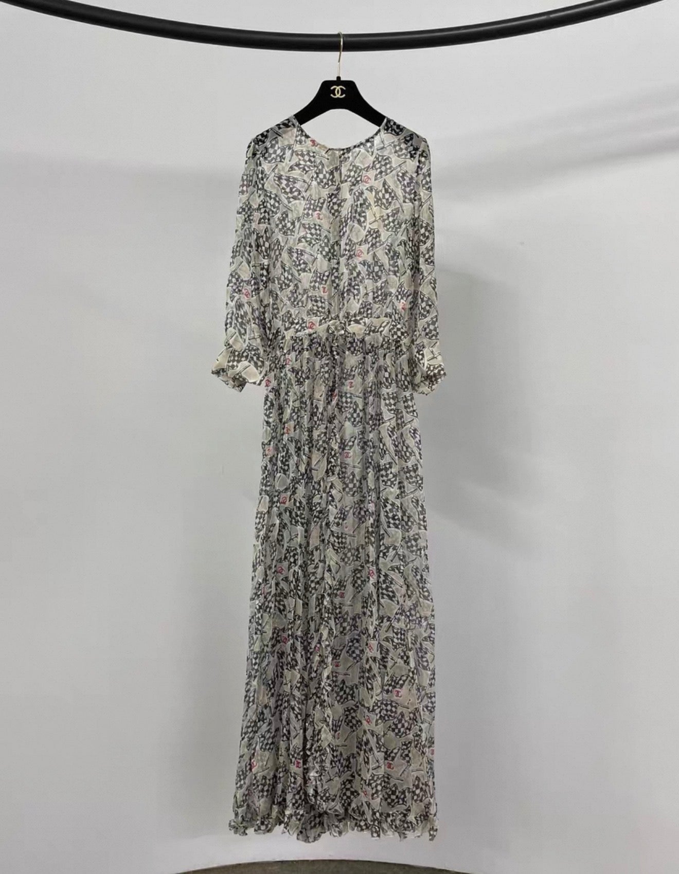 Chanel 23C silk print maxi dress