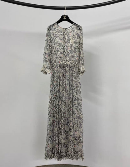 Chanel 23C silk print maxi dress