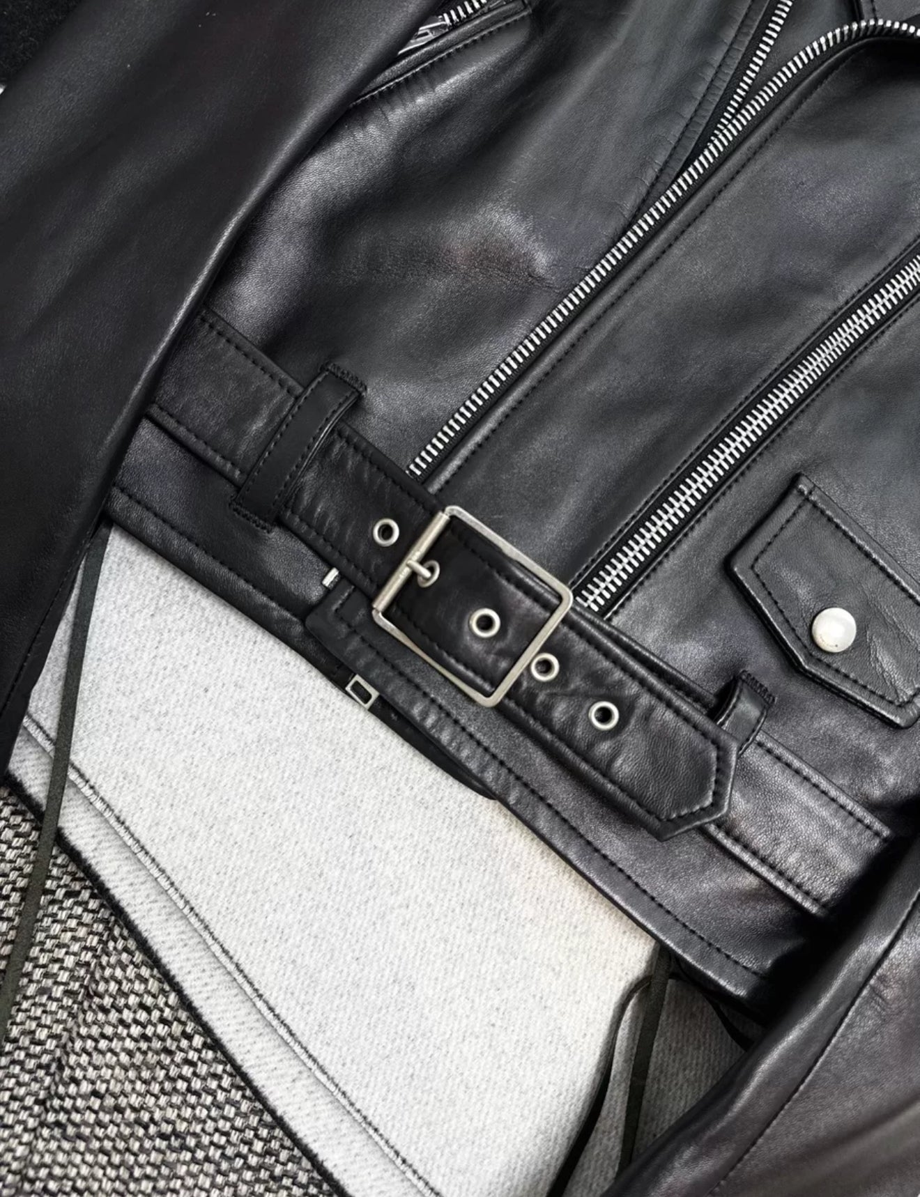 Saint Laurent Black Multi-Zip Leather Jacket