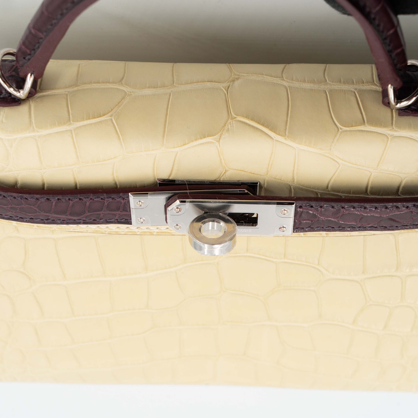 Hermes Mini Kelly 20 Rouge Sellier Vanille Matte Alligator Palladium hardware