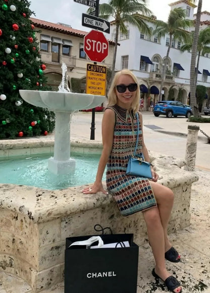 Chanel 19A Turquoise, Red 
Blue Dress