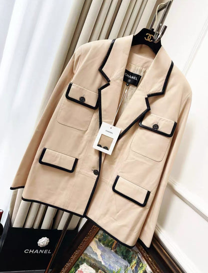 Chanel 19S Beige Leather jacket