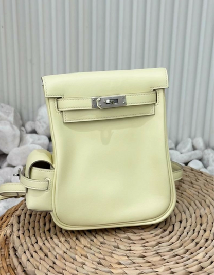 Hermès Mini Kelly Jump Backpack Jaune Milton Swift Palladium Hardware