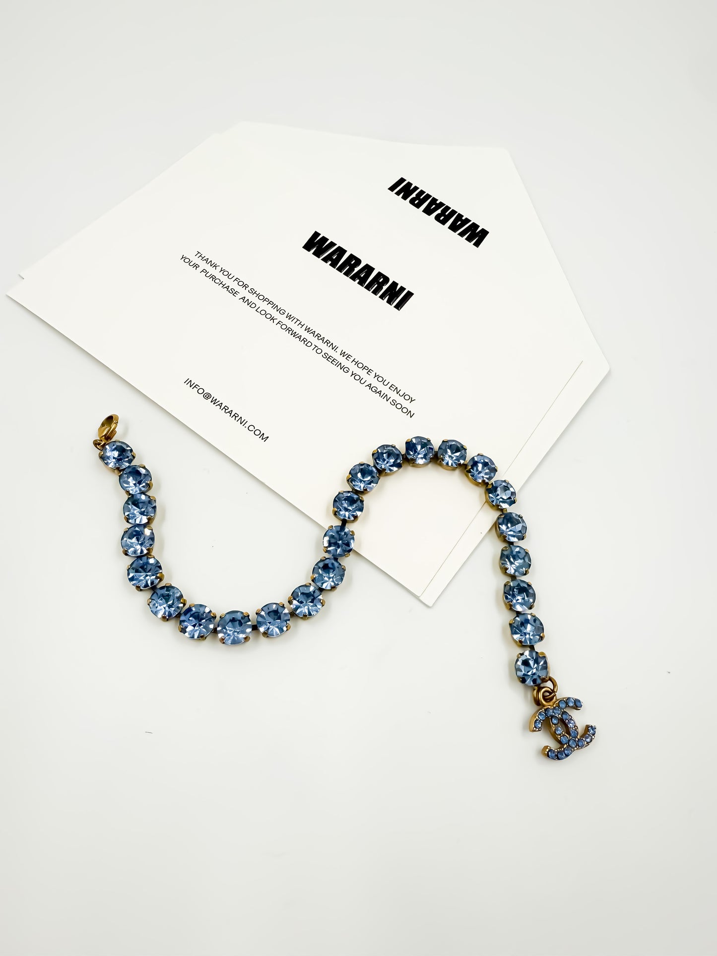 Chanel 1995P Barbie Collection Vintage Blue Crystal Rhinestone Anklet