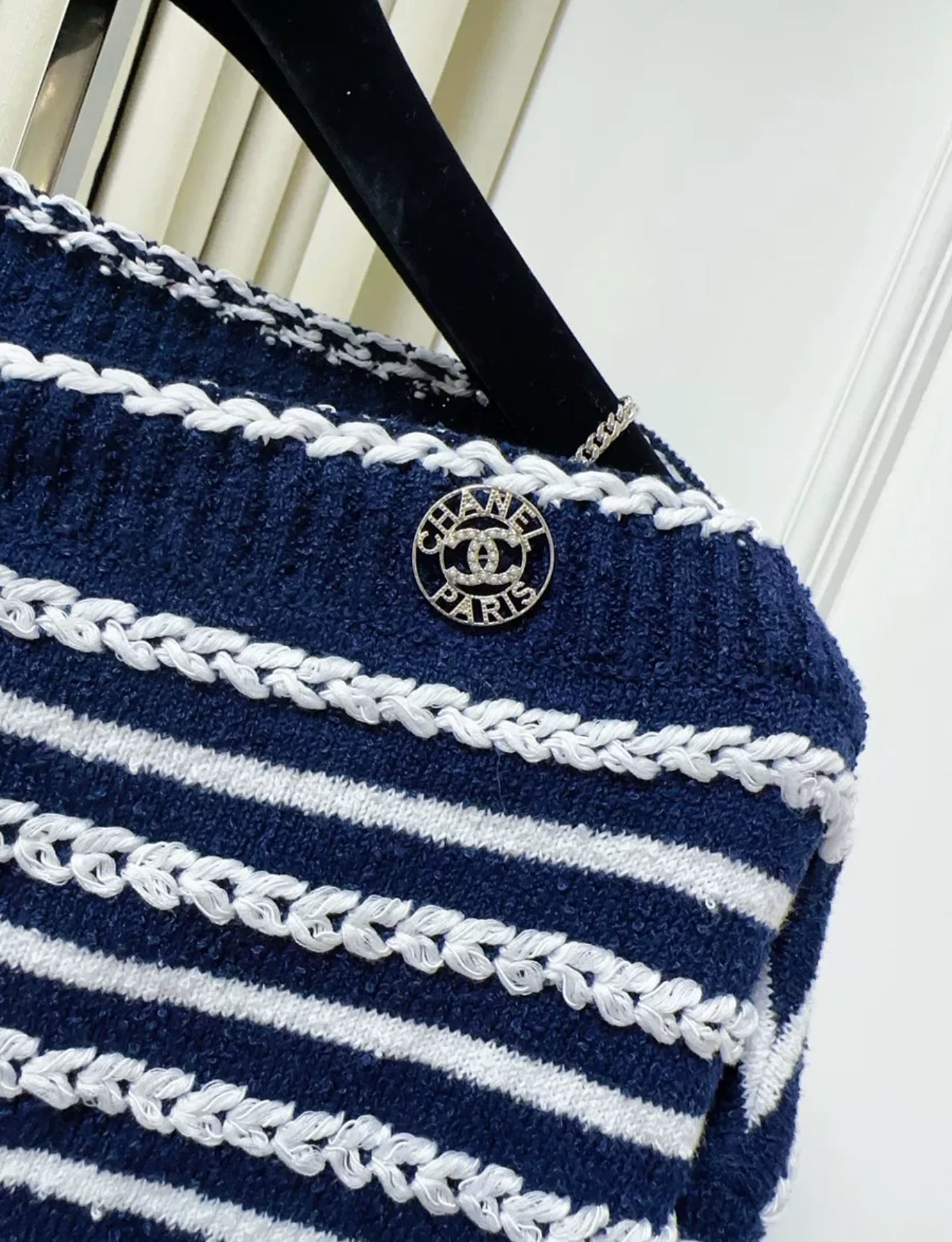Chanel 20S Navy Striped Knit Top