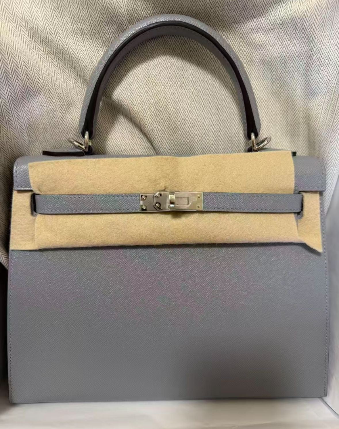 Hermes Kelly 25 Gris Pantine Epsom Palladium Hardware