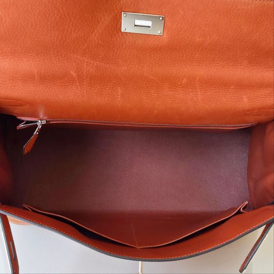 Hermès kelly 40 Taurillon Saddle Fauve Leather Palladium Hardware