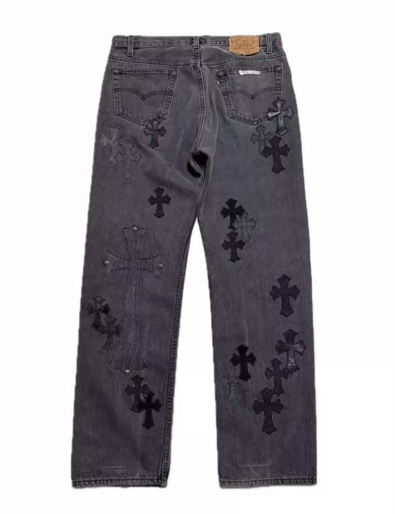 Chrome Hearts Black Denim Overpatched Vintage Jeans