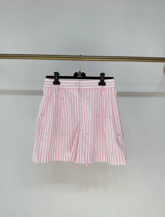 Chanel 24M Pink Striped Shorts
