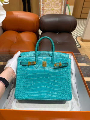Hermes Birkin 20 Bleu Paon Matte Alligator Gold Hardware