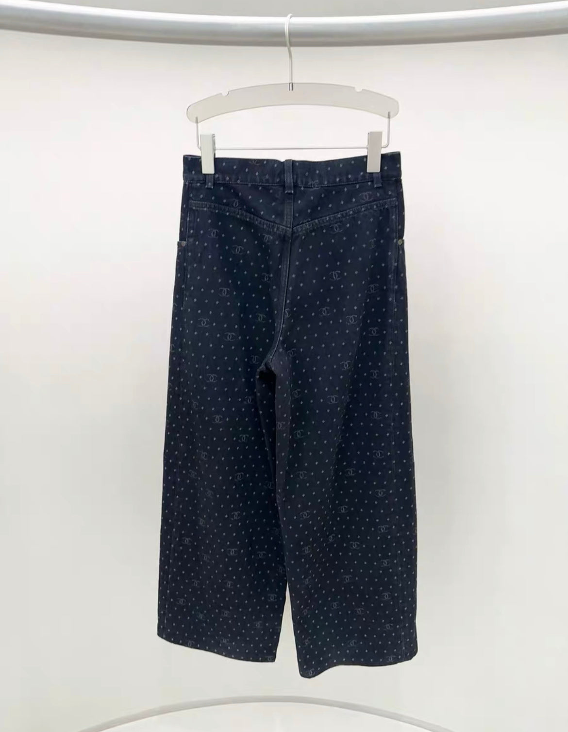 Chanel 23P popular polka dot jeans black denim size 34