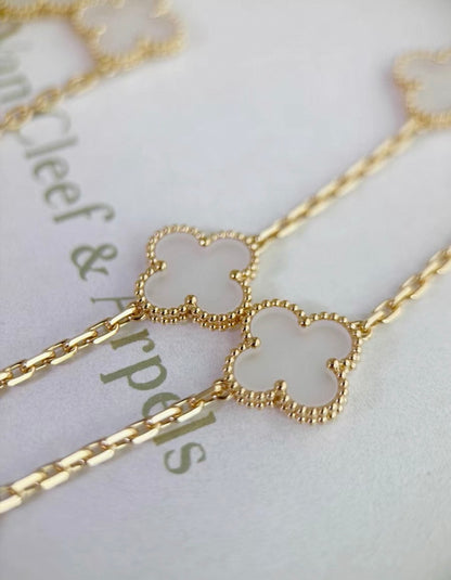 Van Cleef & Arpels Gold and Rock Crystal Vintage Alhambra 20 Motifs Long Necklace, Chain