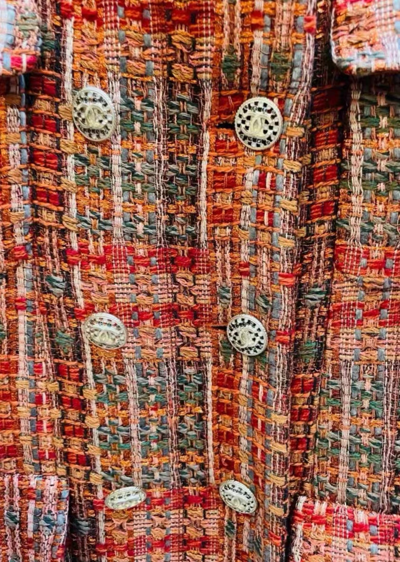 Chanel 21A Red, Orange, Green & Black tweed coat – Wararni.com