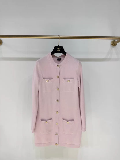 Chanel 22B Pink Cashmere Knit Cardigan