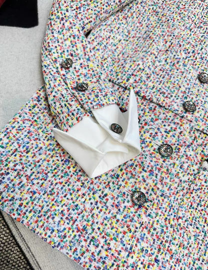 Chanel 25C colourful sequin tweed shirt style  jacket