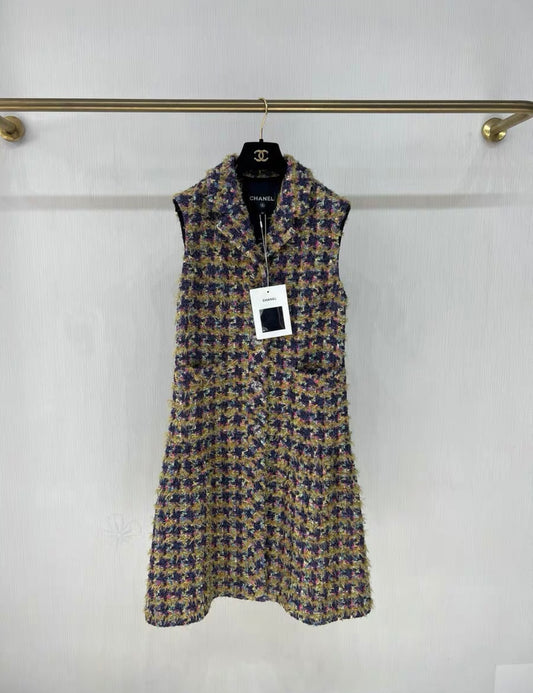 Chanel 22A multicolore tweed dress size 34 brand new