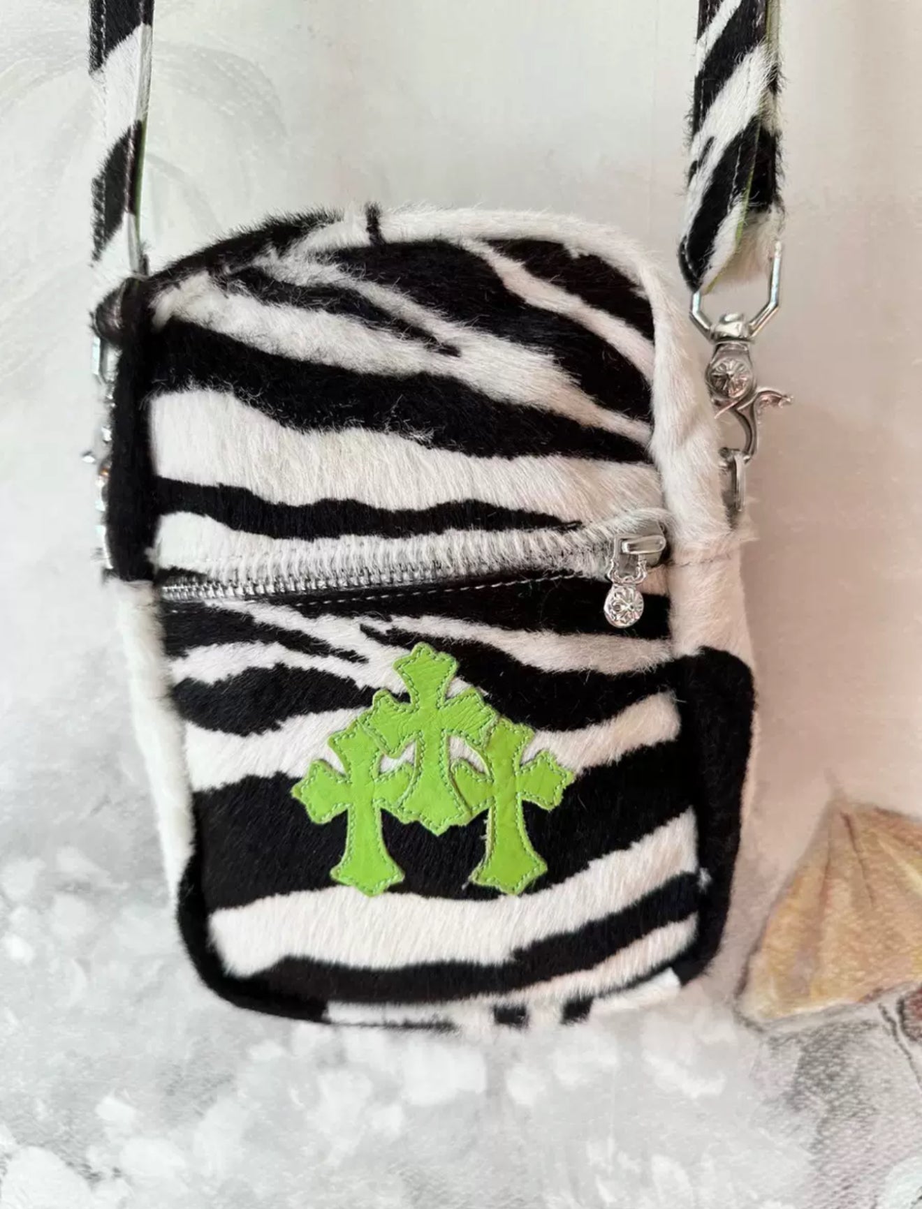 Chrome Hearts Cross patch pony shoulder bag TAKA MINI