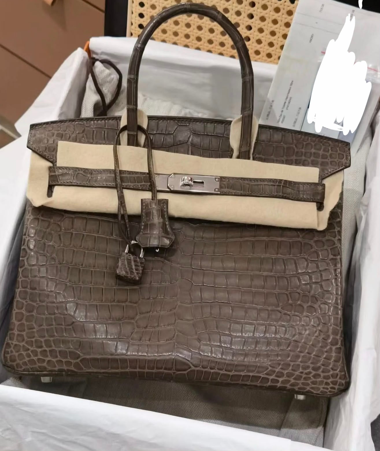 Hermes Birkin 30 Gris elephant matte Porosus palladium hardware