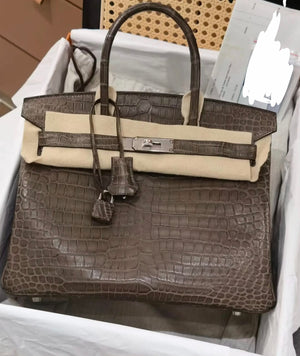 Hermes Birkin 30 Gris elephant matte Porosus palladium hardware