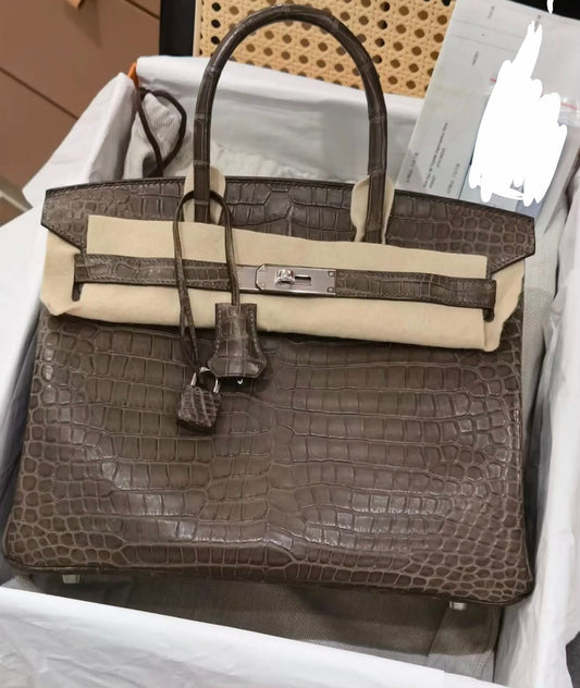 Hermes Birkin 30 Gris elephant matte Porosus palladium hardware