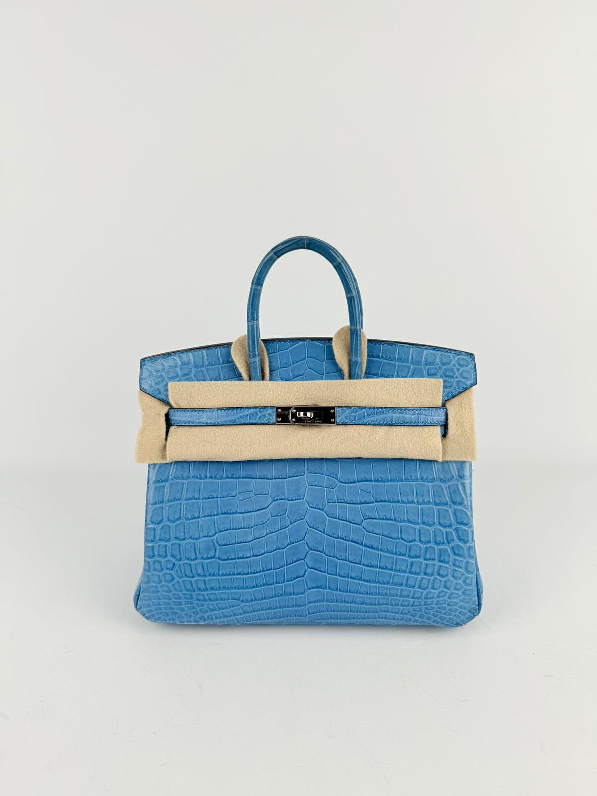Hermes Birkin 25 Bleu Mykonos Matte Porosus Palladium Hardware