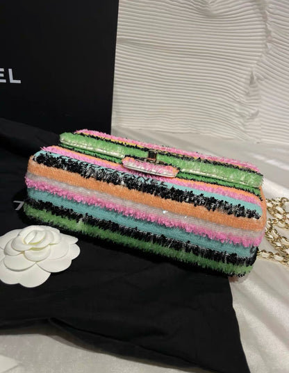 Chanel Rainbow Sequin Mini Rectangular Flap Bag