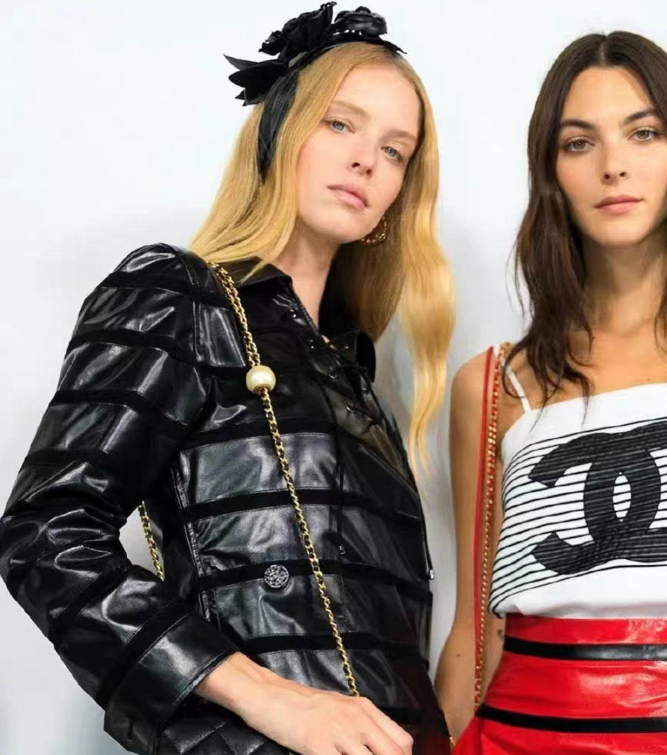 Chanel 24S black striped leather jacket